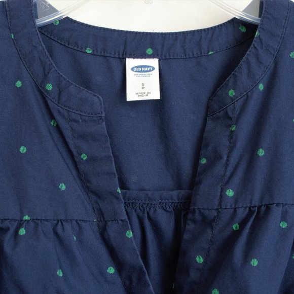 Old Navy sleeveless shirt dress, navy w/ dots, S - Picture 5 of 7
